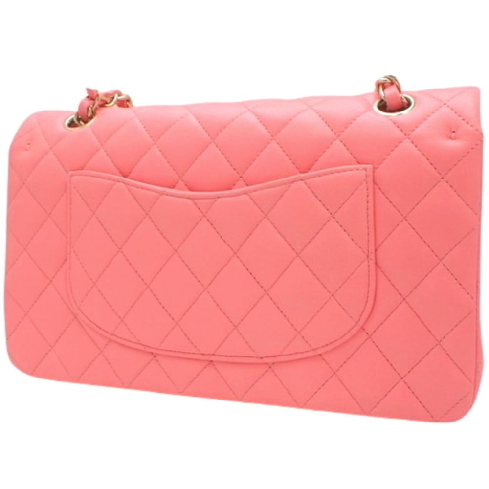 Chanel Bag Lambskin W Chain Matelasse Flap Shoulder Pink
